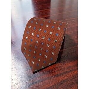 Brooks Brothers Stain Resistant Silk Tie Men’s Orange Blue Geometric 58” x 3.5”